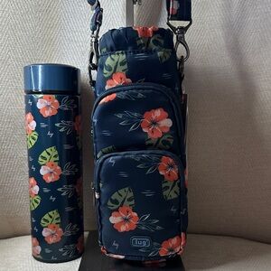 Lug Navy Floral Shoulder Holder and Stainless Steel Canister.
